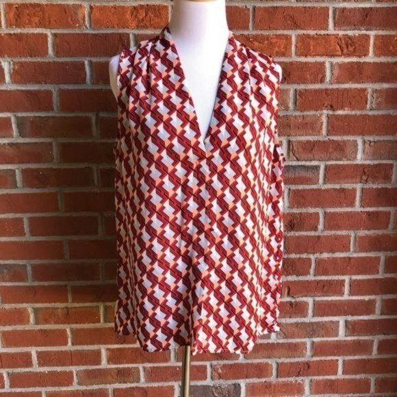 Laundry By Shelli Segal Geometric Hi-Lo‎ Sleeveless Top - Size L - Picture 2 of 9